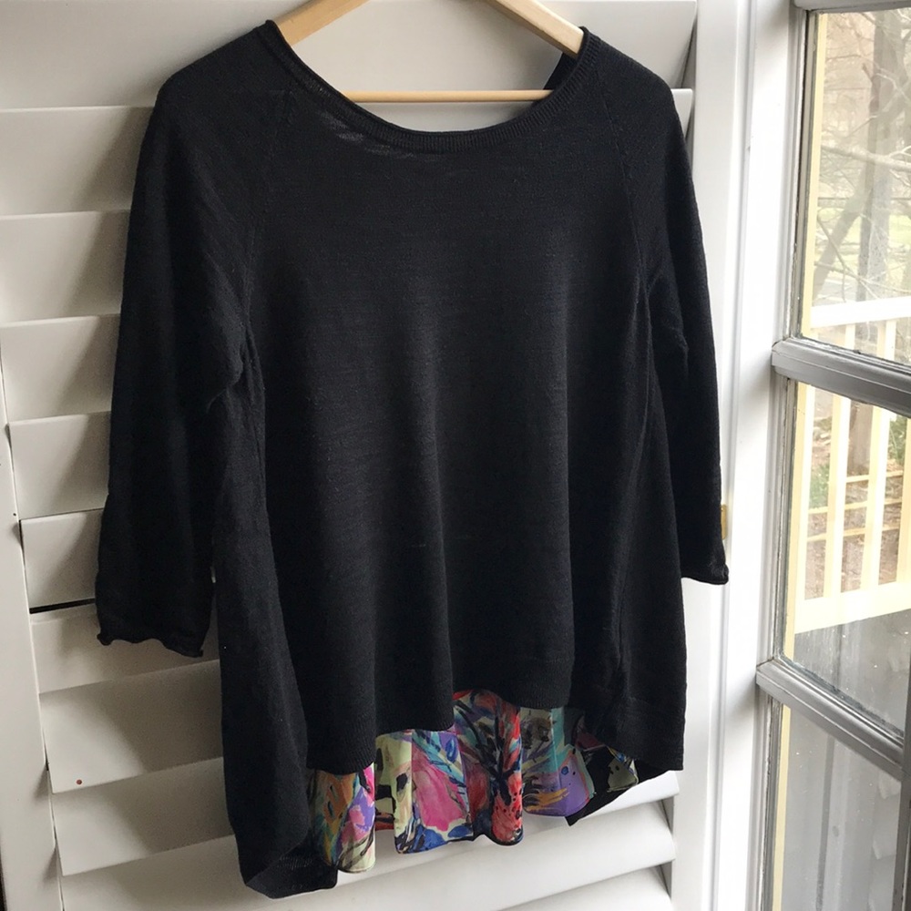 Moth sweater with peekaboo floral back